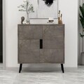 Dulap multifunctional, Hanah Home, Darien, 76.5x79.5x35 cm, PAL, Marmură / Lemn negru