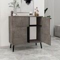 Dulap multifunctional, Hanah Home, Darien, 76.5x79.5x35 cm, PAL, Marmură / Lemn negru