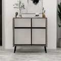 Dulap multifunctional, Hanah Home, Darien, 76.5x79.5x35 cm, PAL, Marmură / Lemn negru