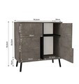 Dulap multifunctional, Hanah Home, Darien, 76.5x79.5x35 cm, PAL, Marmură / Lemn negru