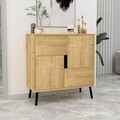 Dulap multifunctional, Hanah Home, Darien, 76.5x79.5x35 cm, PAL, Stejar Safir / Lemn Negru