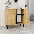 Dulap multifunctional, Hanah Home, Darien, 76.5x79.5x35 cm, PAL, Stejar Safir / Lemn Negru