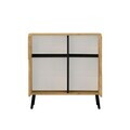 Dulap multifunctional, Hanah Home, Darien, 76.5x79.5x35 cm, PAL, Stejar Safir / Lemn Negru