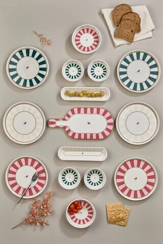 Set de mic dejun, Hermia, 430KSV1395, Ceramica, Bol: 13,5 x 13,5 cm (2 bucăți), Multicolor
