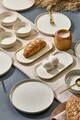 Set de mic dejun, Hermia, 430KSV6132, Ceramica, Platou: 22 x 11 x 3,5 cm (2 bucăți), Alb/Auriu