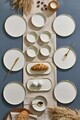 Set de mic dejun, Hermia, 430KSV6132, Ceramica, Platou: 22 x 11 x 3,5 cm (2 bucăți), Alb/Auriu