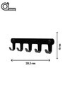 Cuier de perete, Hanah Home, Smart 5, 28.5x6x3 cm, Inox, Negru