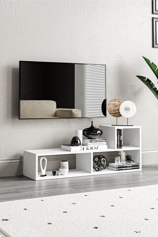 Comoda TV, Hanah Home, Bucak, 110x.43x30 cm, PAL, Alb