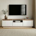 Comoda TV, Hanah Home, Sentinel, 160x42x30 cm, PAL, Pin Atlantic / Alb