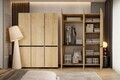 Dulap pentru haine, Hanah Home, Floransa 135, 135x210x52 cm, PAL MELAMINAT, Stejar safir / Antracit