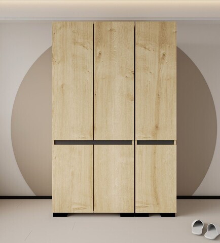 Dulap pentru haine, Hanah Home, Floransa 135, 135x210x52 cm, PAL MELAMINAT, Stejar safir / Antracit