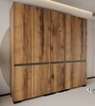Dulap pentru haine, Hanah Home, Floransa 225, 225x212x52 cm, PAL MELAMINAT, Nuc / Antracit