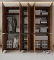 Dulap pentru haine, Hanah Home, Floransa 225, 225x210x52 cm, PAL MELAMINAT, Nuc / Antracit