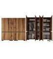 Dulap pentru haine, Hanah Home, Floransa 225, 225x210x52 cm, PAL MELAMINAT, Nuc / Antracit