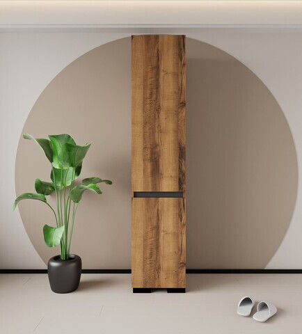 Dulap multifunctional, Hanah Home, Floransa 45, 45x210x45 cm, PAL MELAMINAT, Nuc / Antracit
