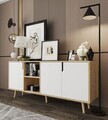 Consola, Hanah Home, Latina Modern 180, 180x80x45 cm, PAL MELAMINAT, Stejar Safir / Alb