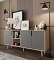 Consola, Hanah Home, Latina Modern 180, 180x80x45 cm, PAL MELAMINAT, Stejar safir / Antracit
