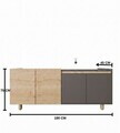 Consola, Hanah Home, Ravenna Modern 180, 180x75x45 cm, PAL MELAMINAT, Stejar safir / Antracit