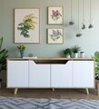Consola, Hanah Home, Roma 180, 180x80x45 cm, PAL MELAMINAT, Stejar Safir / Alb