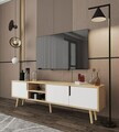 Comoda TV, Hanah Home, Latina 180, 180x30x53 cm, PAL MELAMINAT, Stejar Safir / Alb