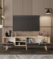 Comoda TV, Hanah Home, Latina 180, 180x30x53 cm, PAL MELAMINAT, Stejar safir / Antracit