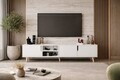 Comoda TV, Hanah Home, Latina 180, 180x30x53 cm, PAL MELAMINAT, Alb