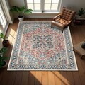 Covor, Kece-Fr46, 140x220 cm, Poliester, Albastru navy