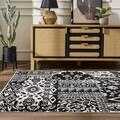 Covor, Kece-Fr89, 80x200 cm, Poliester, Negru
