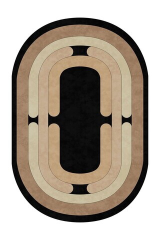 Covor, Sftkece045-Oval, 60x100 cm, Poliester, Negru