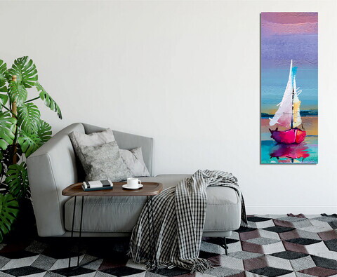 Tablou decorativ, PC303, Bumbac/Poliester, Rama de lemn, Multicolor