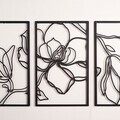 Decoratiune de perete, Floral Line, Otel, Dimensiune totală: 46 x 69 cm, Negru