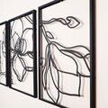 Decoratiune de perete, Floral Line, Otel, Dimensiune totală: 46 x 69 cm, Negru