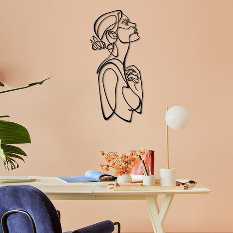 Decoratiune de perete, Woman Silhouette, Otel, Dimensiune: 40 x 88 cm (1 bucată), Negru