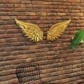 Decoratiune de perete, Angel Wings Metal Wall Art Set, Otel, Dimensiune: 46 x 50 cm (2 bucăți), Auriu