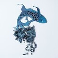 Decoratiune de perete, Carpa Koi- APT748 M, Otel, Dimensiuni: 44 x 67 cm, Albastru