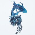 Decoratiune de perete, Carpa Koi- APT748 M, Otel, Dimensiuni: 44 x 67 cm, Albastru