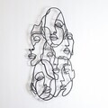 Decoratiune de perete, Faces Line Art- APT743 M, Otel, Dimensiuni: 58 x 79 cm, Negru