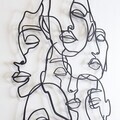 Decoratiune de perete, Faces Line Art- APT743 M, Otel, Dimensiuni: 58 x 79 cm, Negru