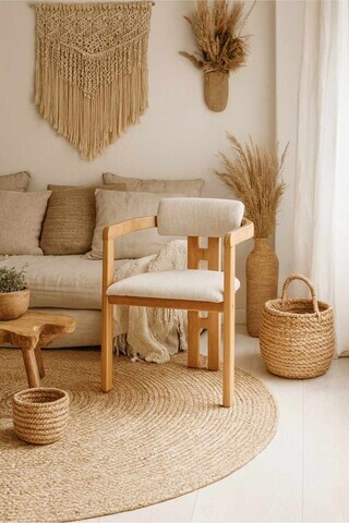 Scaun, Hanah Home, Scandinavian, 57x71x47 cm, Lemn de fag, Natural