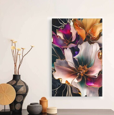 Tablou decorativ, YNS-1012-45 x 70, Canvas, Lemn, Multicolor