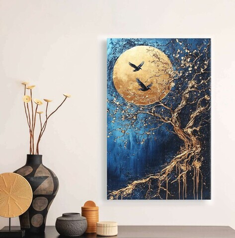Tablou decorativ, YNS-1018-45 x 70, Canvas, Lemn, Multicolor