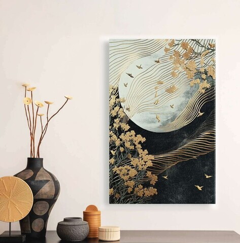 Tablou decorativ, YNS-1035-45 x 70, Canvas, Lemn, Multicolor