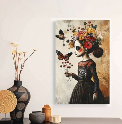 Tablou decorativ, YNS-1031-70 x 100, Canvas, Lemn, Multicolor