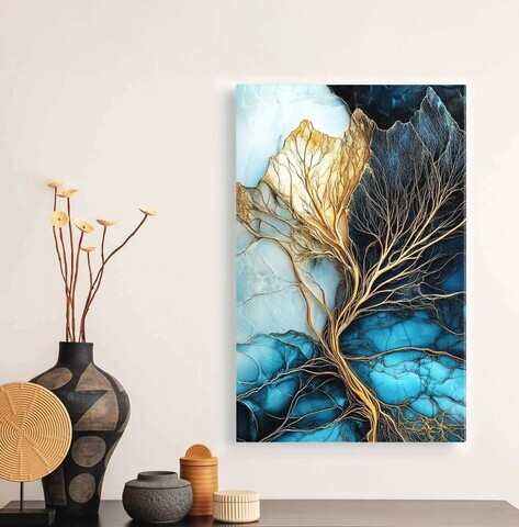 Tablou decorativ, YNS-1025-80 x 120, Canvas, Lemn, Multicolor