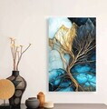 Tablou decorativ, YNS-1025-80 x 120, Canvas, Lemn, Multicolor