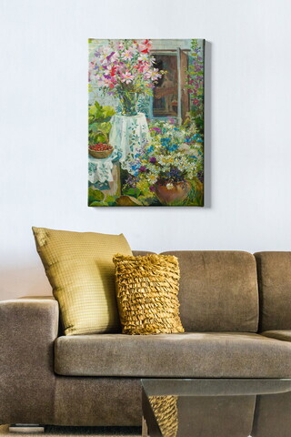 Tablou decorativ, Kanvas Tablo (50 x 70), Canvas, Rama din lemn (grosime 3 cm), Multicolor