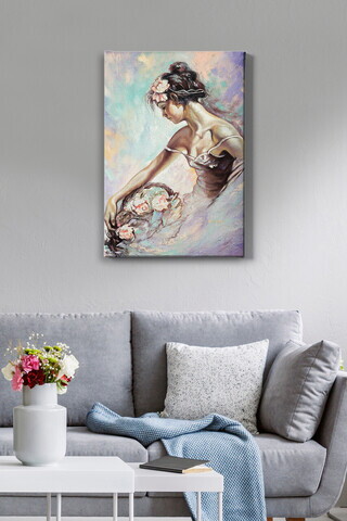 Tablou decorativ, Kanvas Tablo (50 x 70), Canvas, Rama din lemn (grosime 3 cm), Multicolor