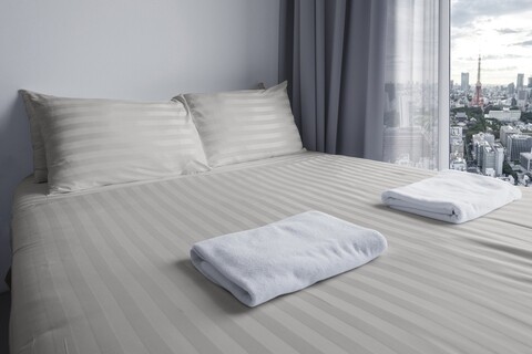 Lenjerie de pat, 2 persoane, 100% Bumbac egiptean, 4 piese, ivory