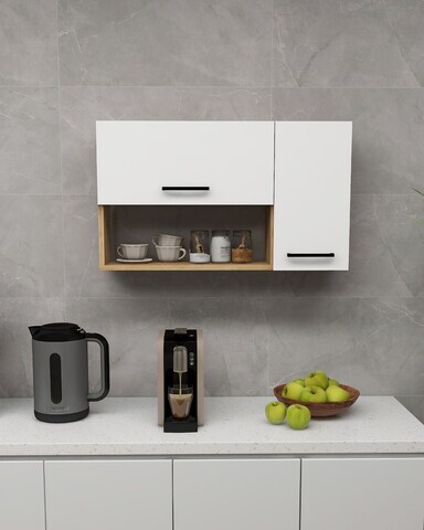 Dulap multifunctional, Hanah Home, Akasya, 90x52x23.8 cm, PAL, Stejar Safir / Alb