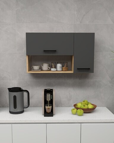 Dulap multifunctional, Hanah Home, Akasya, 90x52x23.8 cm, PAL, Stejar safir / Antracit